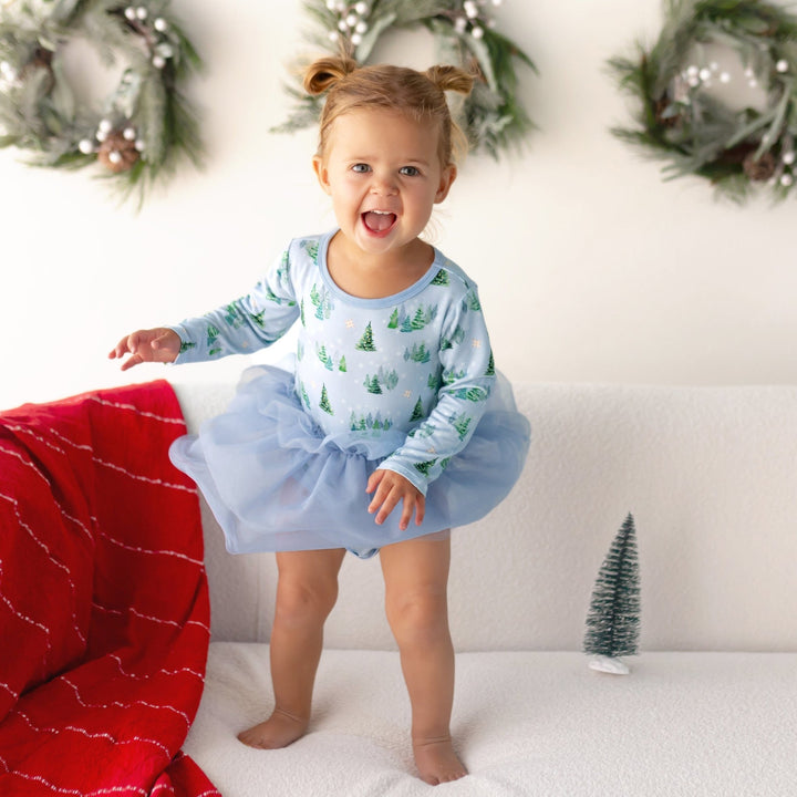 Twinkling Dream of Trees & Lights Ballerina Tutu Onesie Dress (3/6M - 2T/3T) - Free Birdees