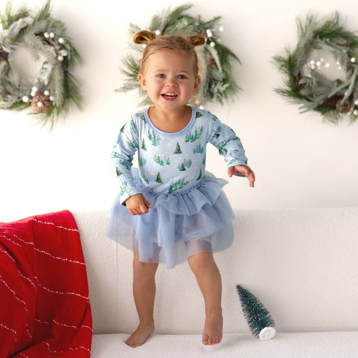 Twinkling Dream of Trees & Lights Ballerina Tutu Onesie Dress (3/6M - 2T/3T) - Free Birdees