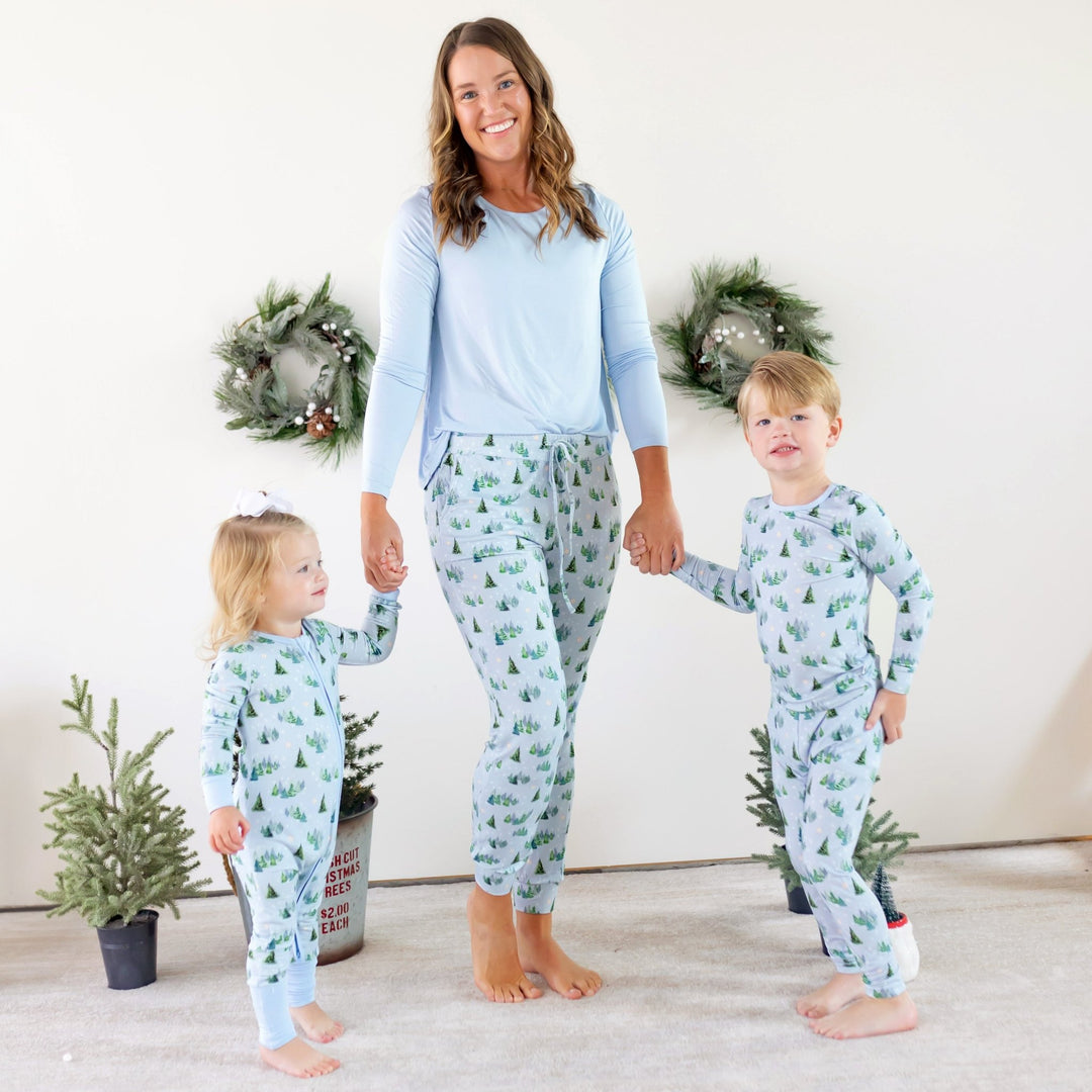 Twinkling Dream of Trees & Lights Long Sleeve Pajama Set (2T - 12Y) - Free Birdees