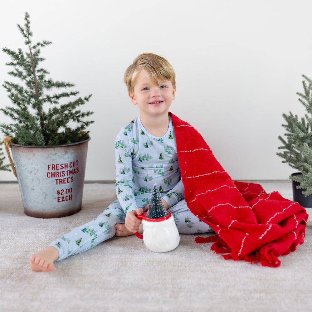 Twinkling Dream of Trees & Lights Long Sleeve Pajama Set (2T - 12Y) - Free Birdees