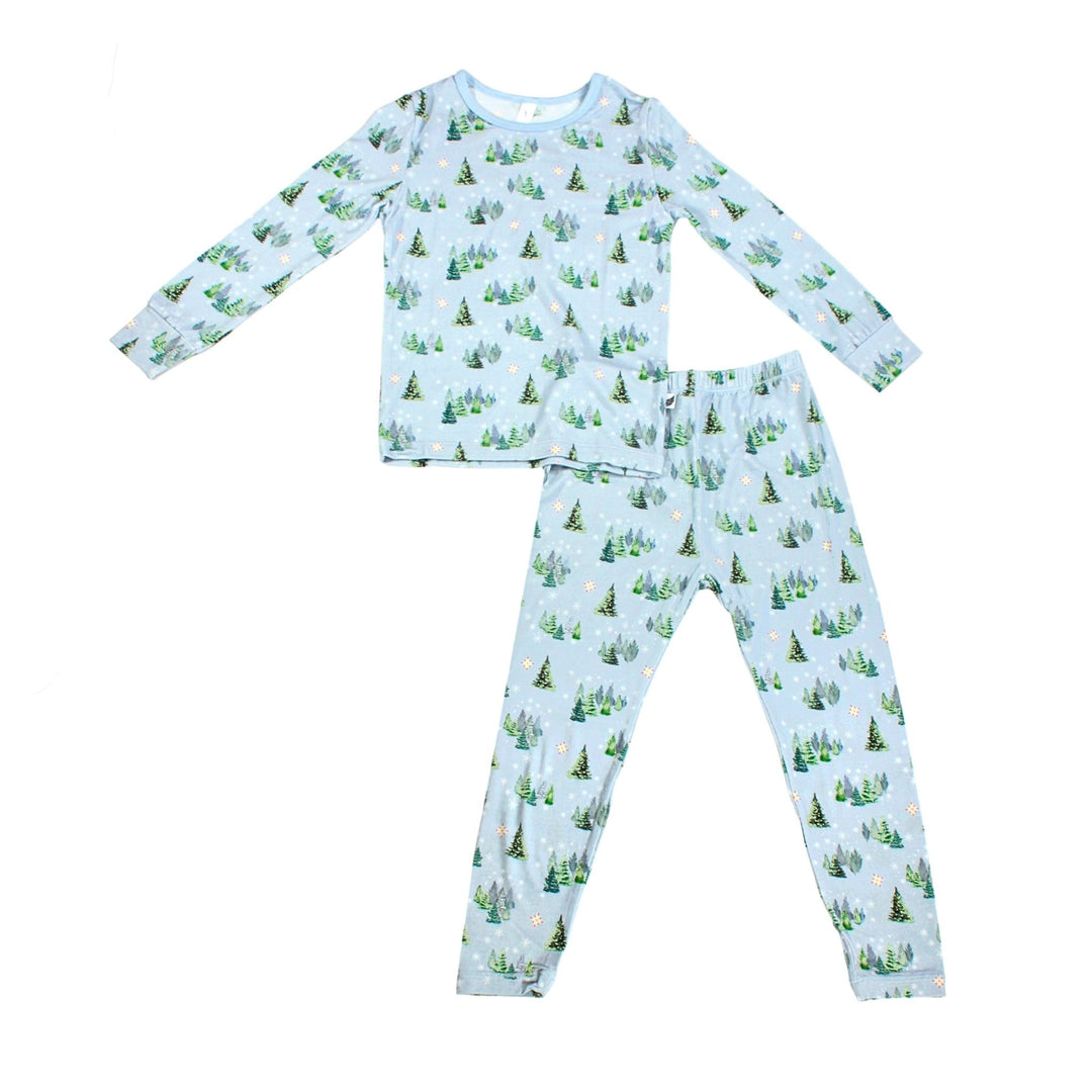 Twinkling Dream of Trees & Lights Long Sleeve Pajama Set (2T - 12Y) - Free Birdees