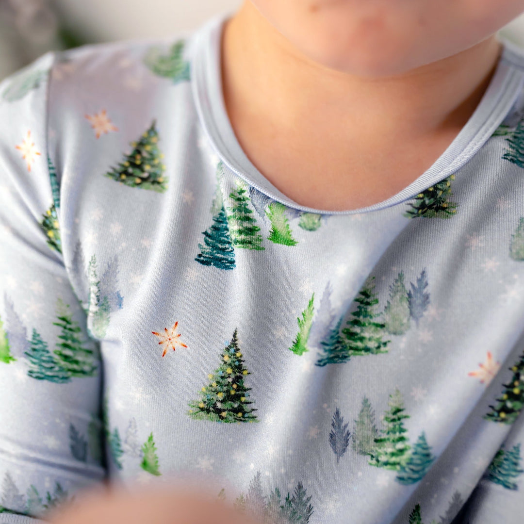 Twinkling Dream of Trees & Lights Long Sleeve Pajama Set (2T - 12Y) - Free Birdees