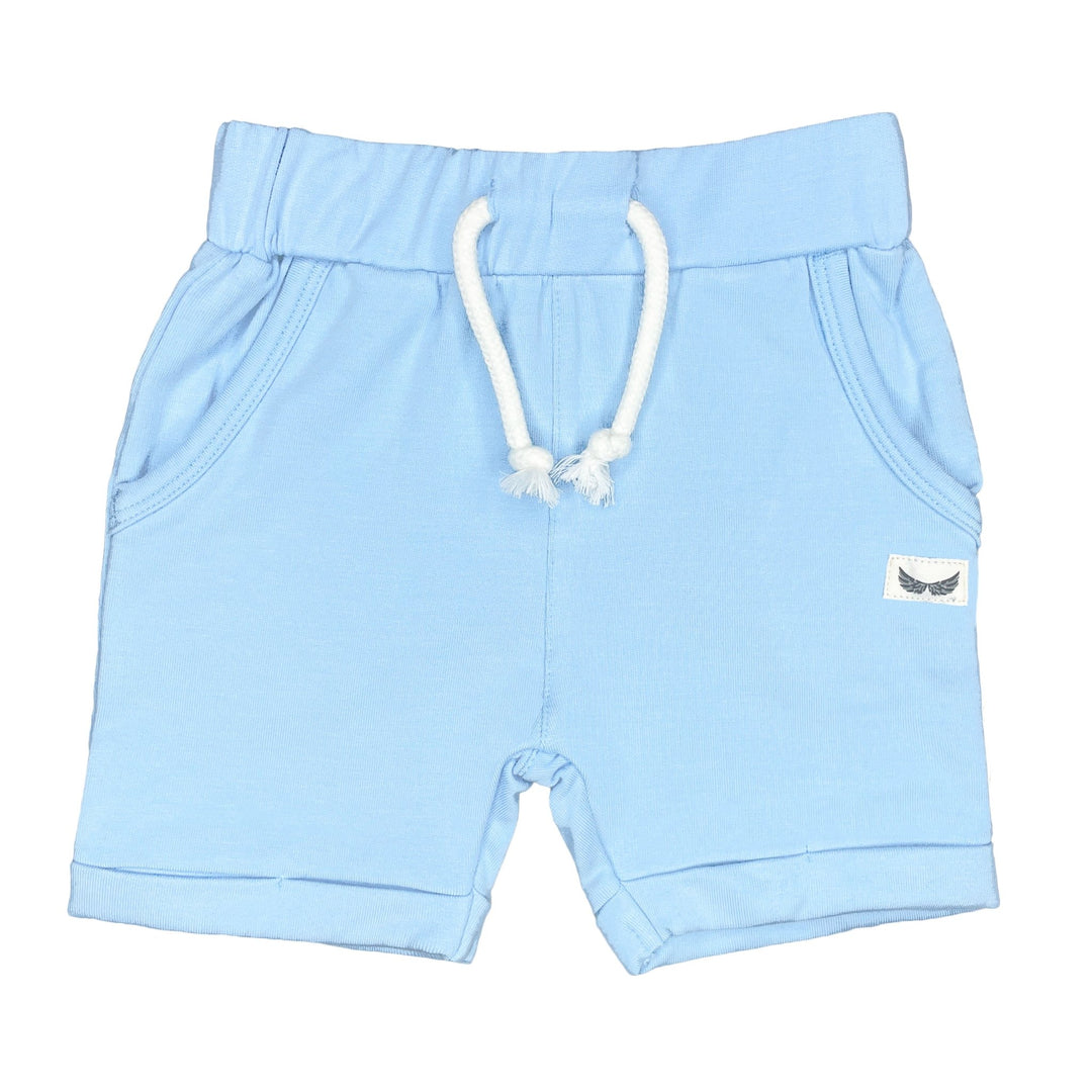 Airy Blue Kids Harem Shorts with Pockets || Bamboo/Cotton/Spandex French Terry (18M-8Y)