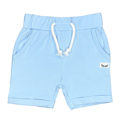 Airy Blue Kids Harem Shorts with Pockets || Bamboo/Cotton/Spandex French Terry (18M-8Y) - Free Birdees