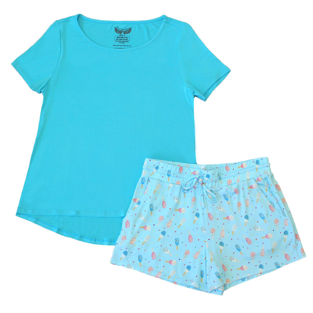 Aqua Popsicles Women's Short Sleeve & Shorts Pajama Set