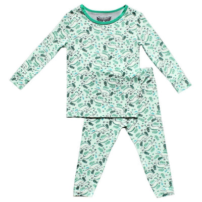 Aquamarine Narwhals Long Sleeve Pajama Set (0-24m) - Free Birdees