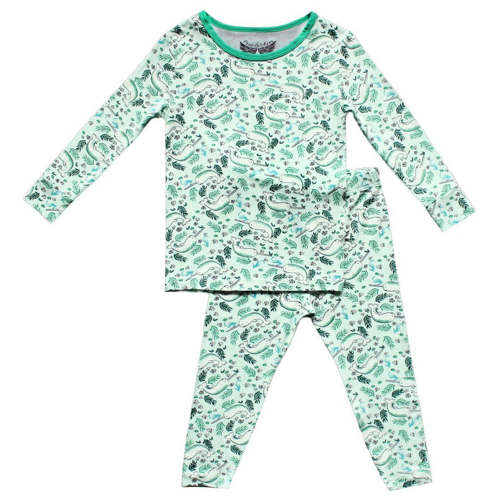Aquamarine Narwhals Long Sleeve Pajama Set (2T-10Y)