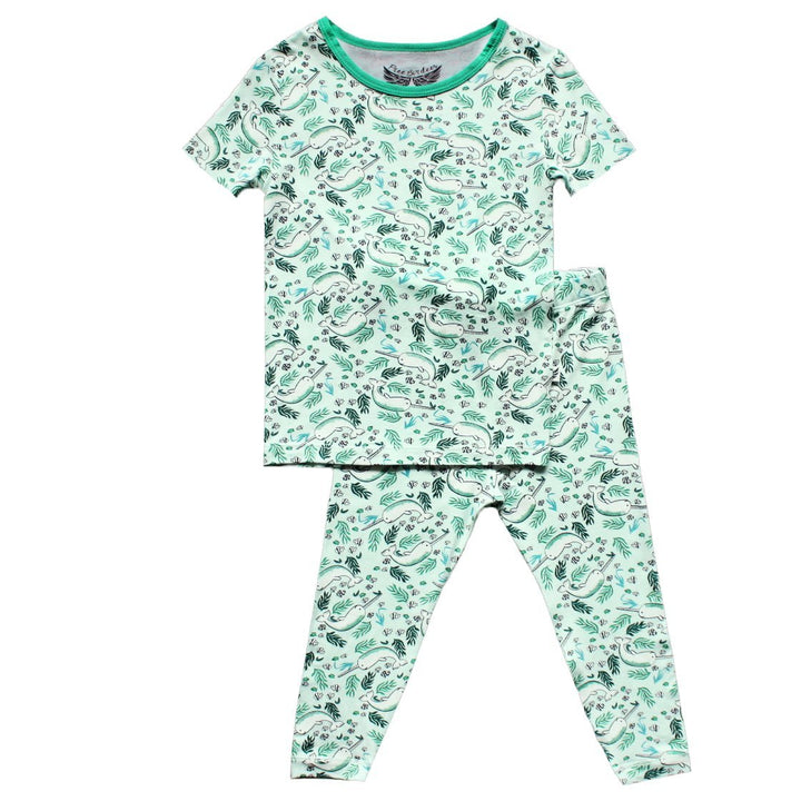 Aquamarine Narwhals Short Sleeve Pajama Set (0-24m)