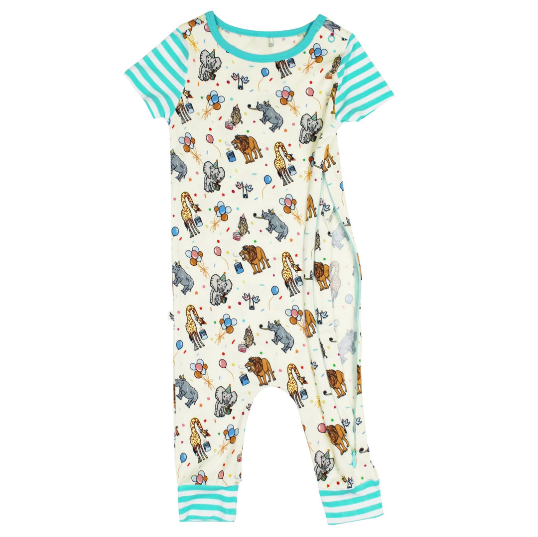 Birthday Party Animals Take the Cake Romper with Side Zipper (2T-3T)