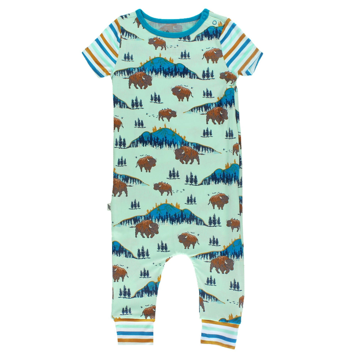 Born to be Wild Bisons Romper with Side Zipper (0-24m) - Free Birdees