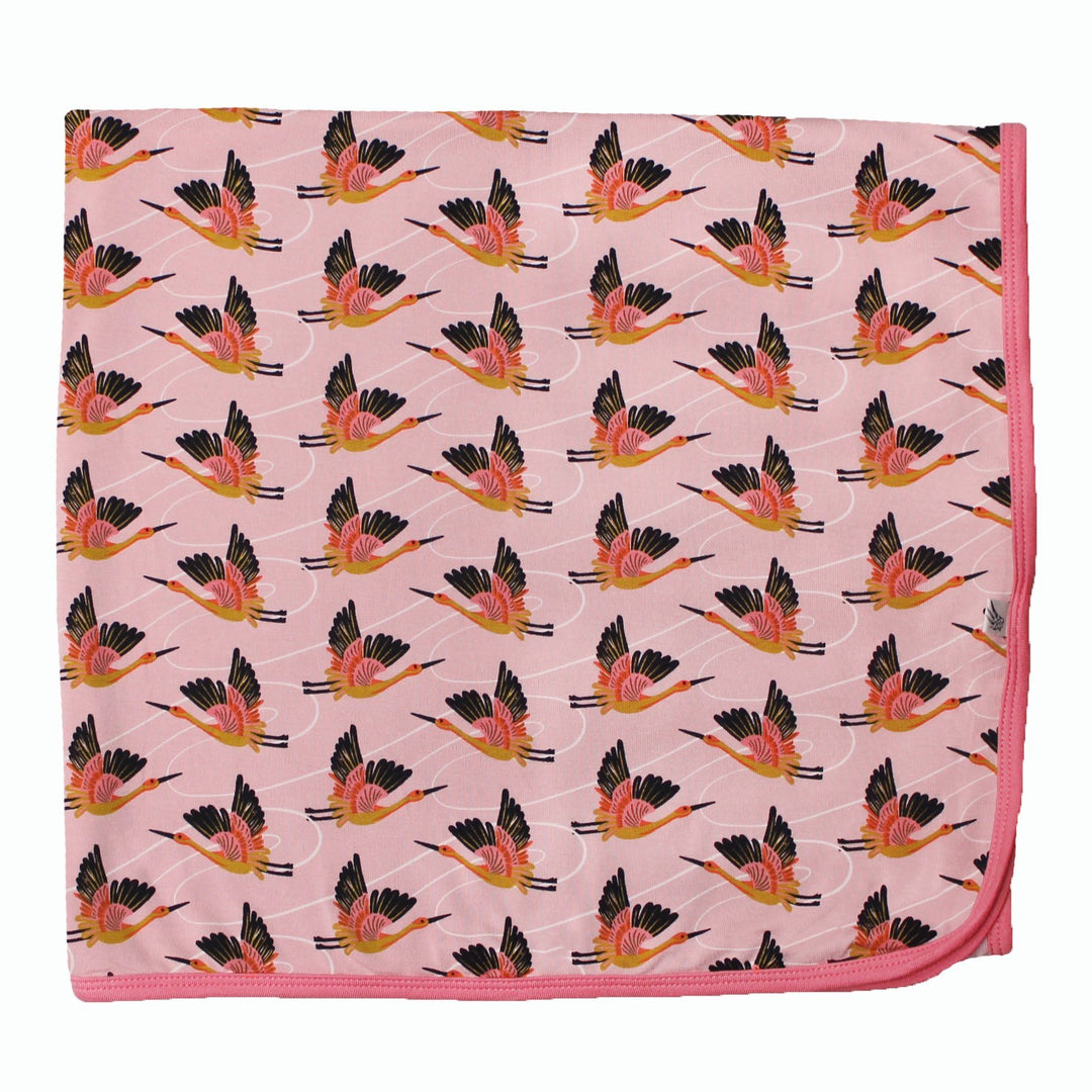 Cherry Blossom Cranes Swaddling Blanket