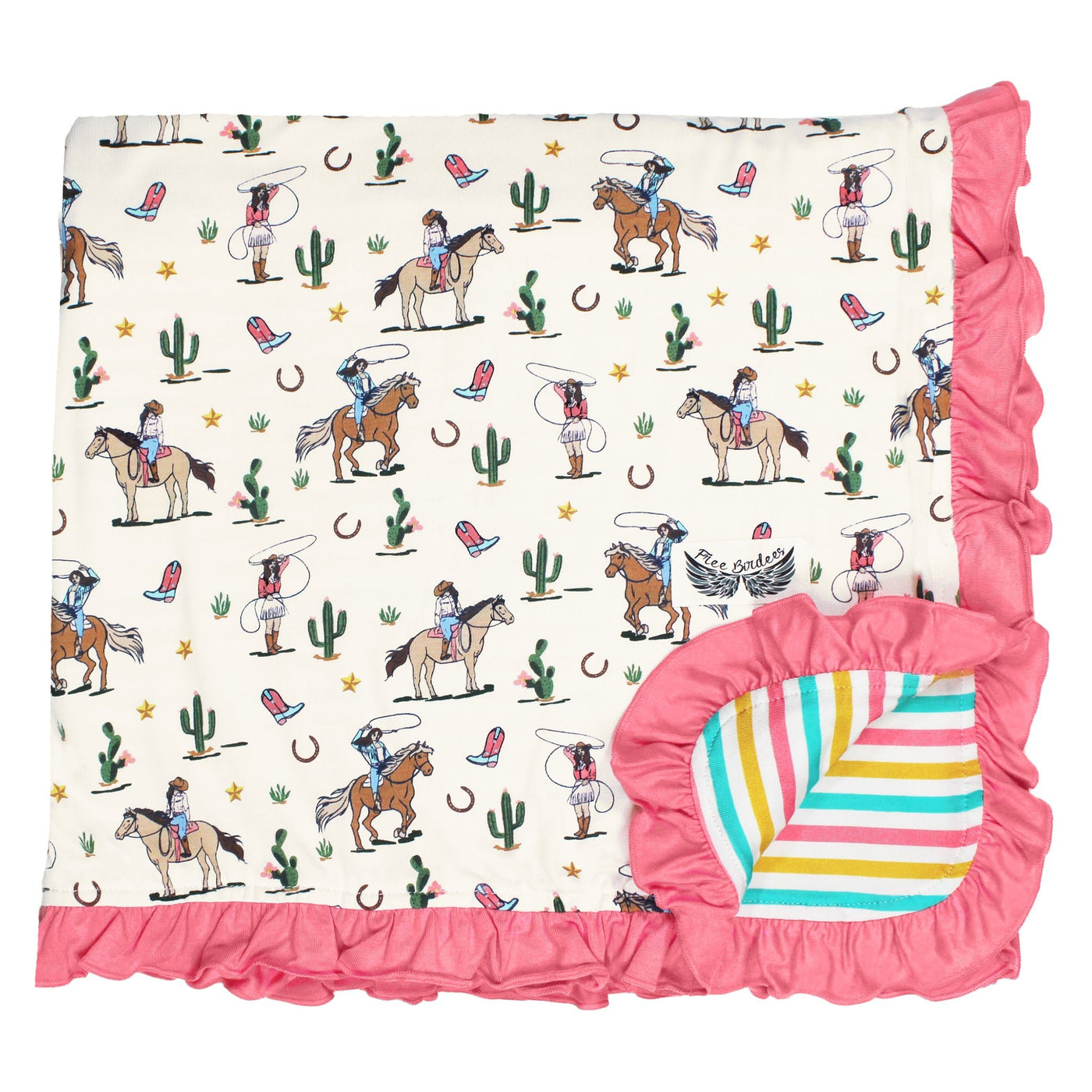 Dancing in My Boots Cowgirls Ruffle Toddler Blanket - Free Birdees