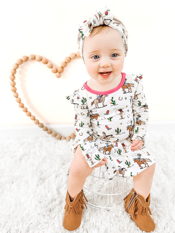 Dancing in My Boots Cowgirls Twirling Bodysuit Dress (3-24m)
