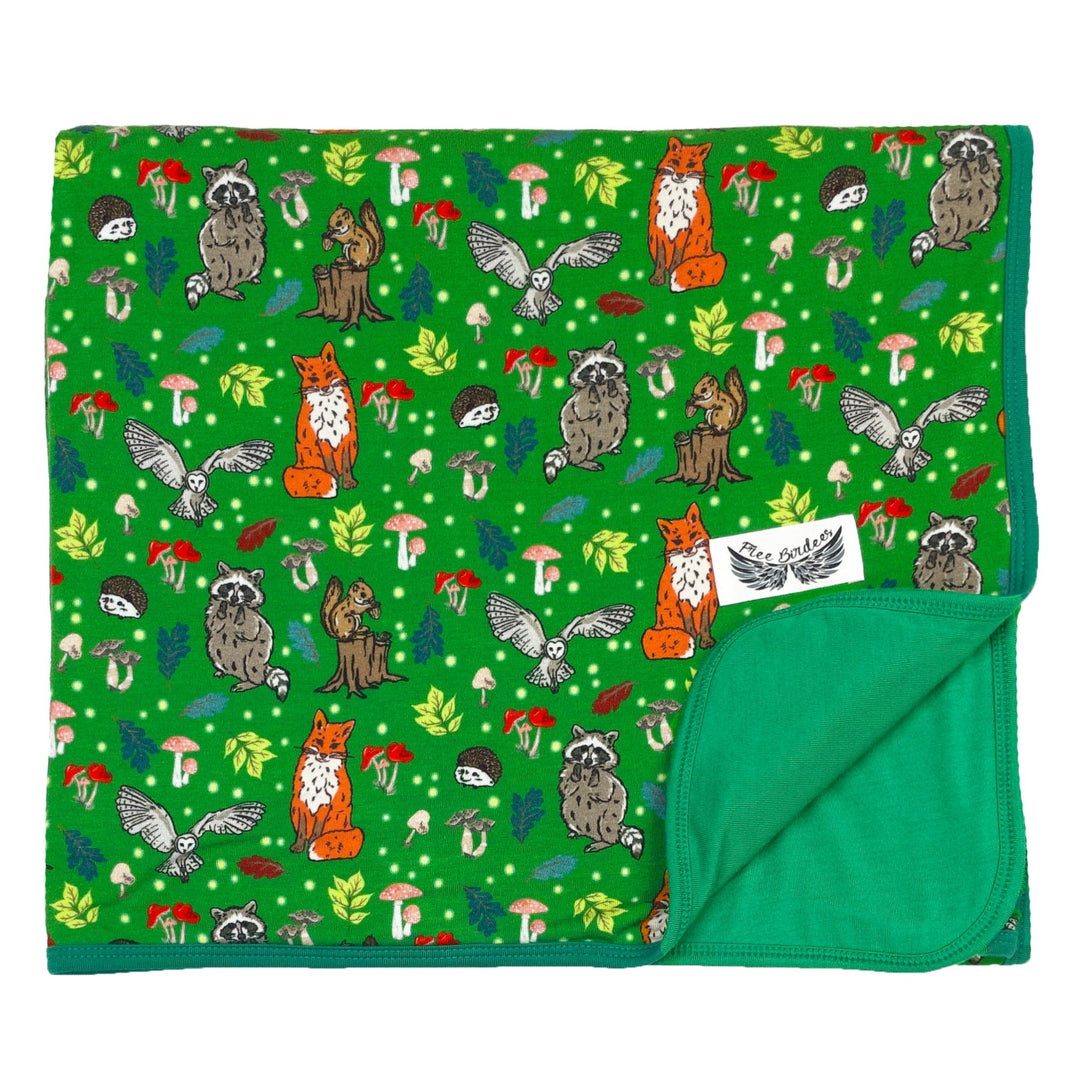 Enchanted Forest Woodland Animals Double-Layered Throw Blanket