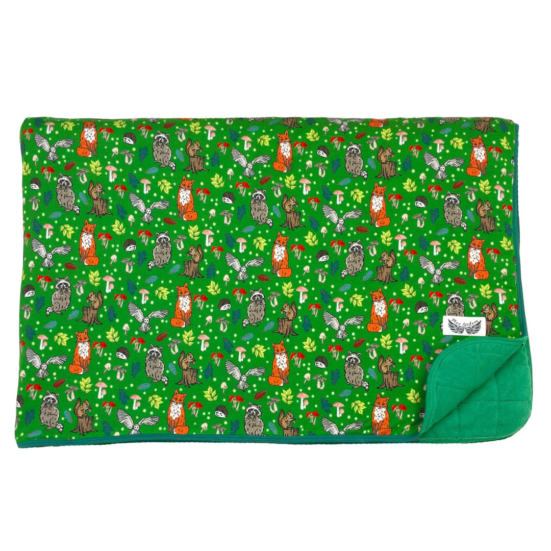 Enchanted Forest Woodland Animals Quilted Throw Blanket