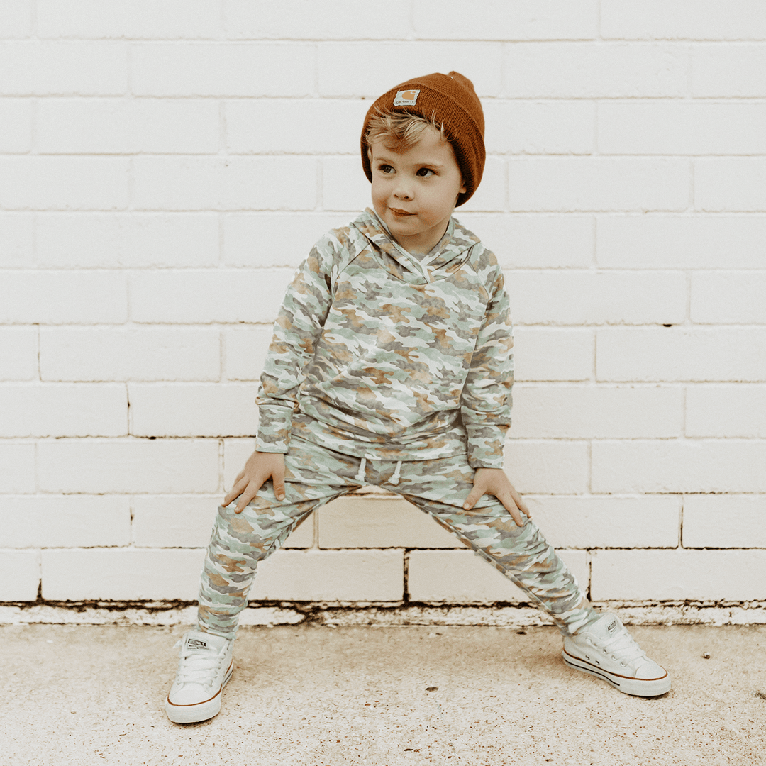 Faded Camo Jogger Bamboo Cotton Spandex French Terry 18M 8Y