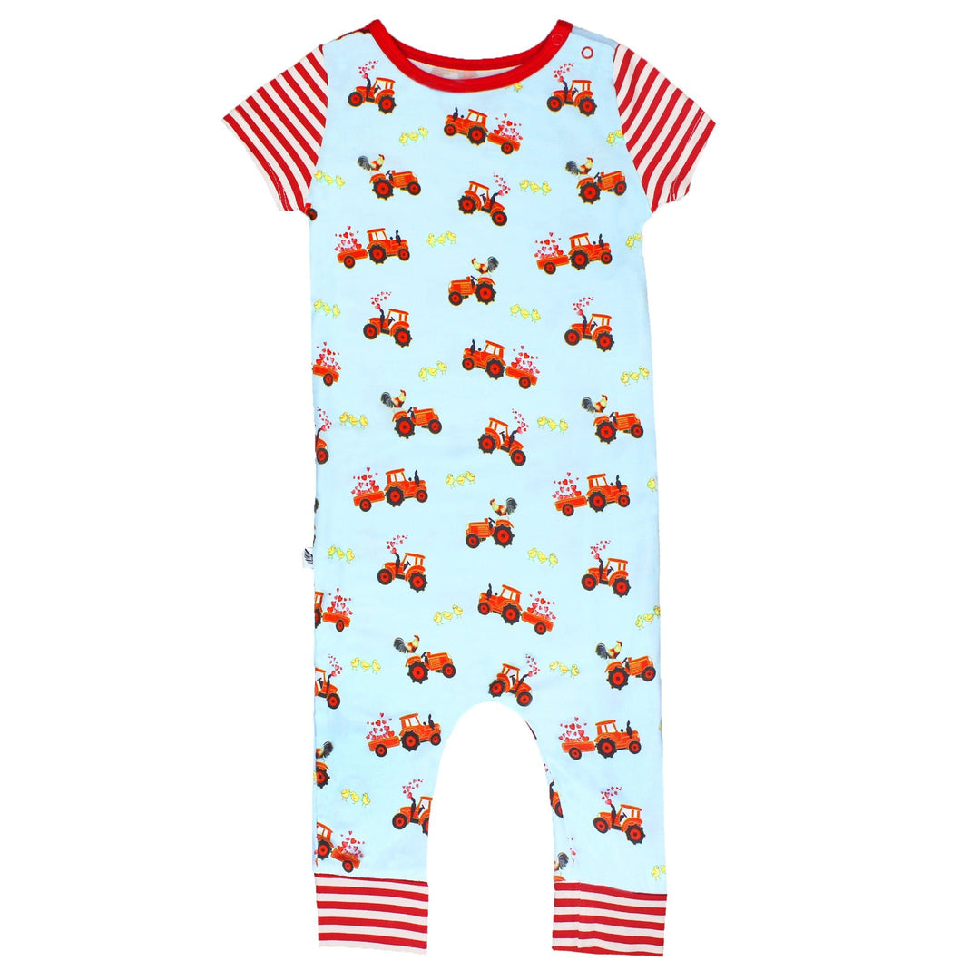 Farm Friends with Red Tractors Romper with Side Zipper (0-24m)