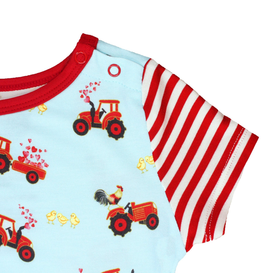 Farm Friends with Red Tractors Romper with Side Zipper (0-24m)