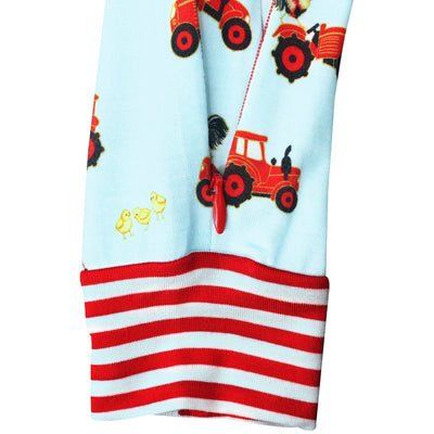 Farm Friends with Red Tractors Romper with Side Zipper (0-24m) - Free Birdees