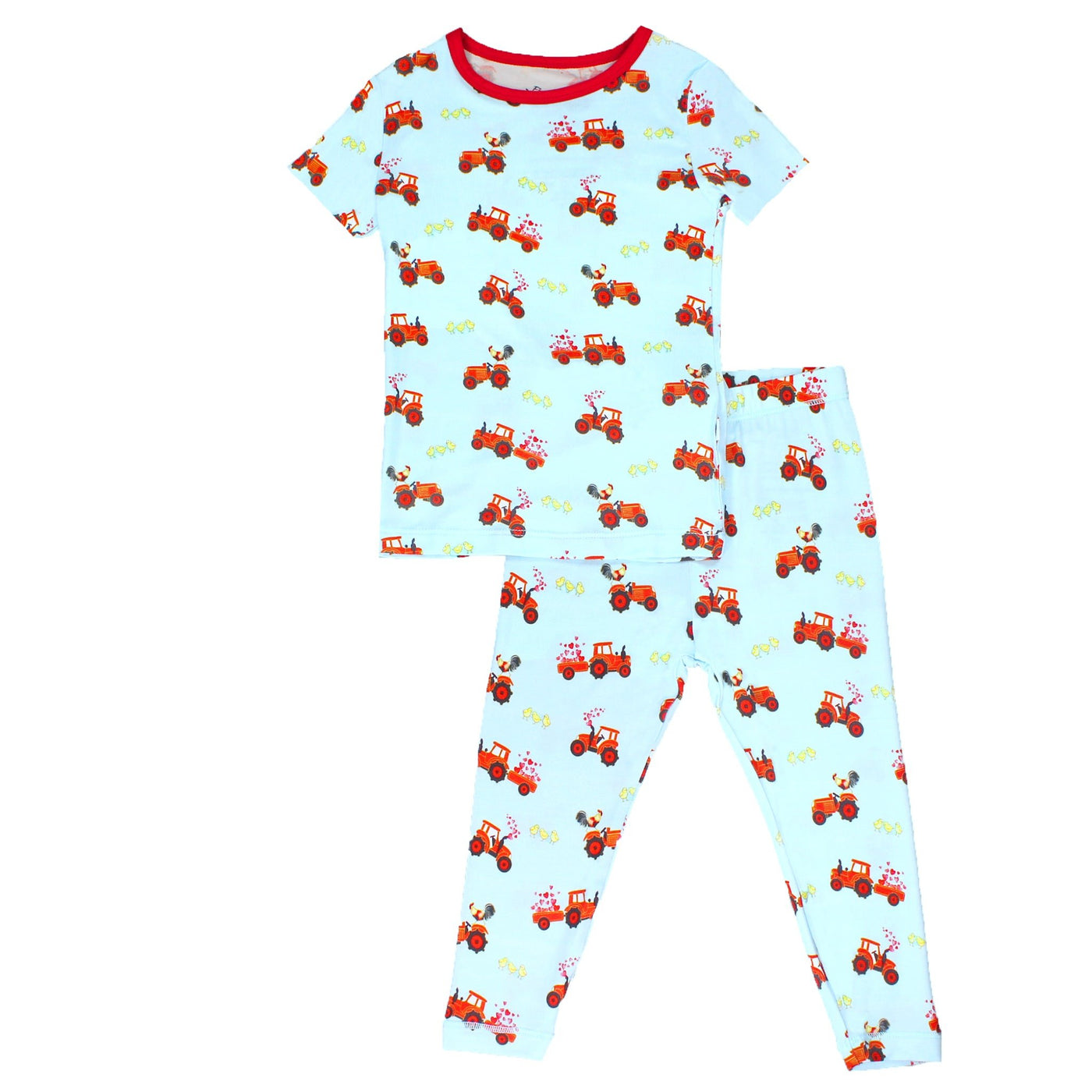 Farm Friends with Red Tractors Short Sleeve Pajama Set (0-24m) - Free Birdees