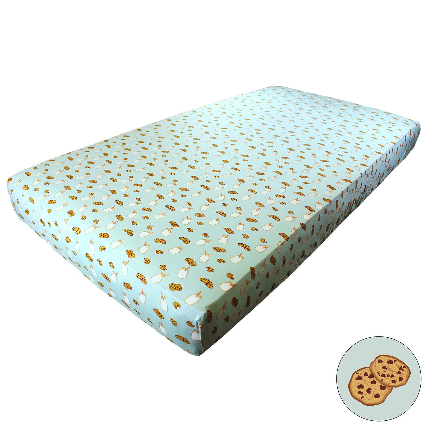 Frosted Blue Milk & Cookies Crib Sheets - Free Birdees