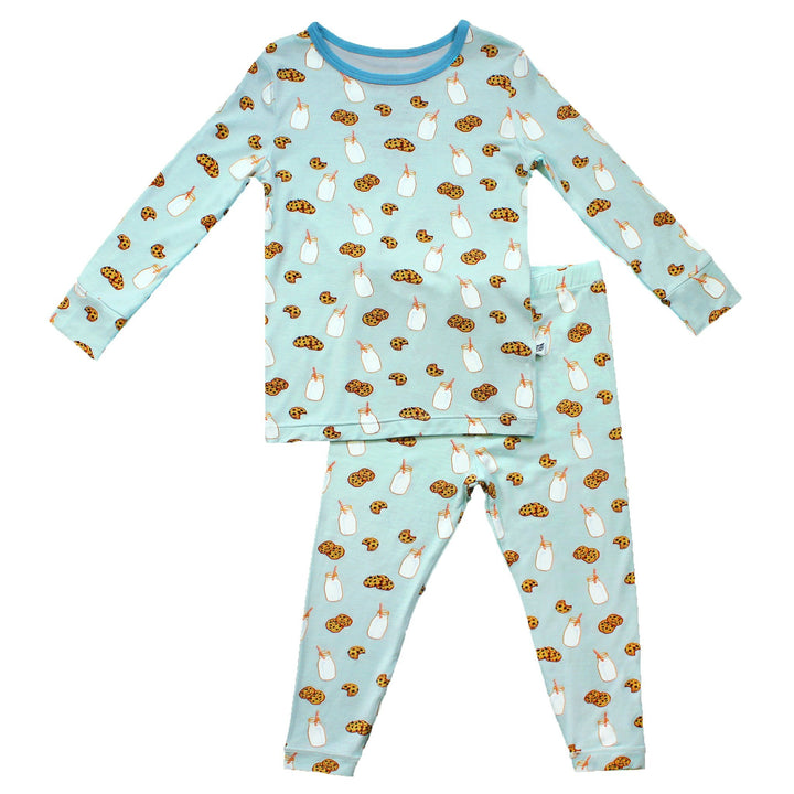 Frosted Blue Milk & Cookies Long Sleeve Pajama Set (0-24m)