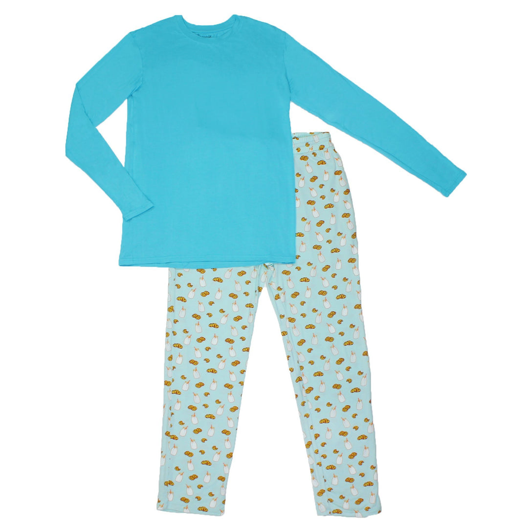 Frosted Blue Milk & Cookies Men's Long Sleeve Pajama Set