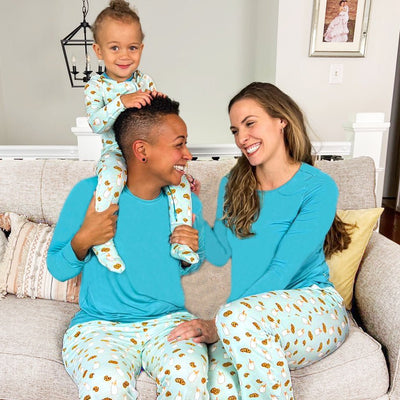 Frosted Blue Milk & Cookies Women's Long Sleeve Pajama Set - Free Birdees