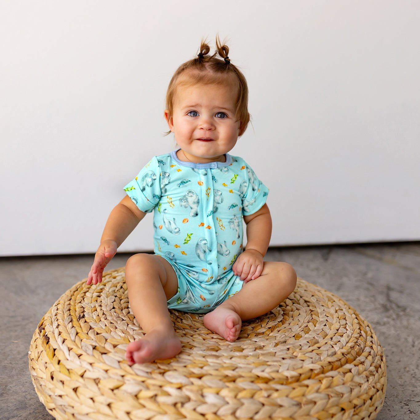 Get Your Float on Manatees Short Two-Way Zippy Romper (2T-3T) - Free Birdees