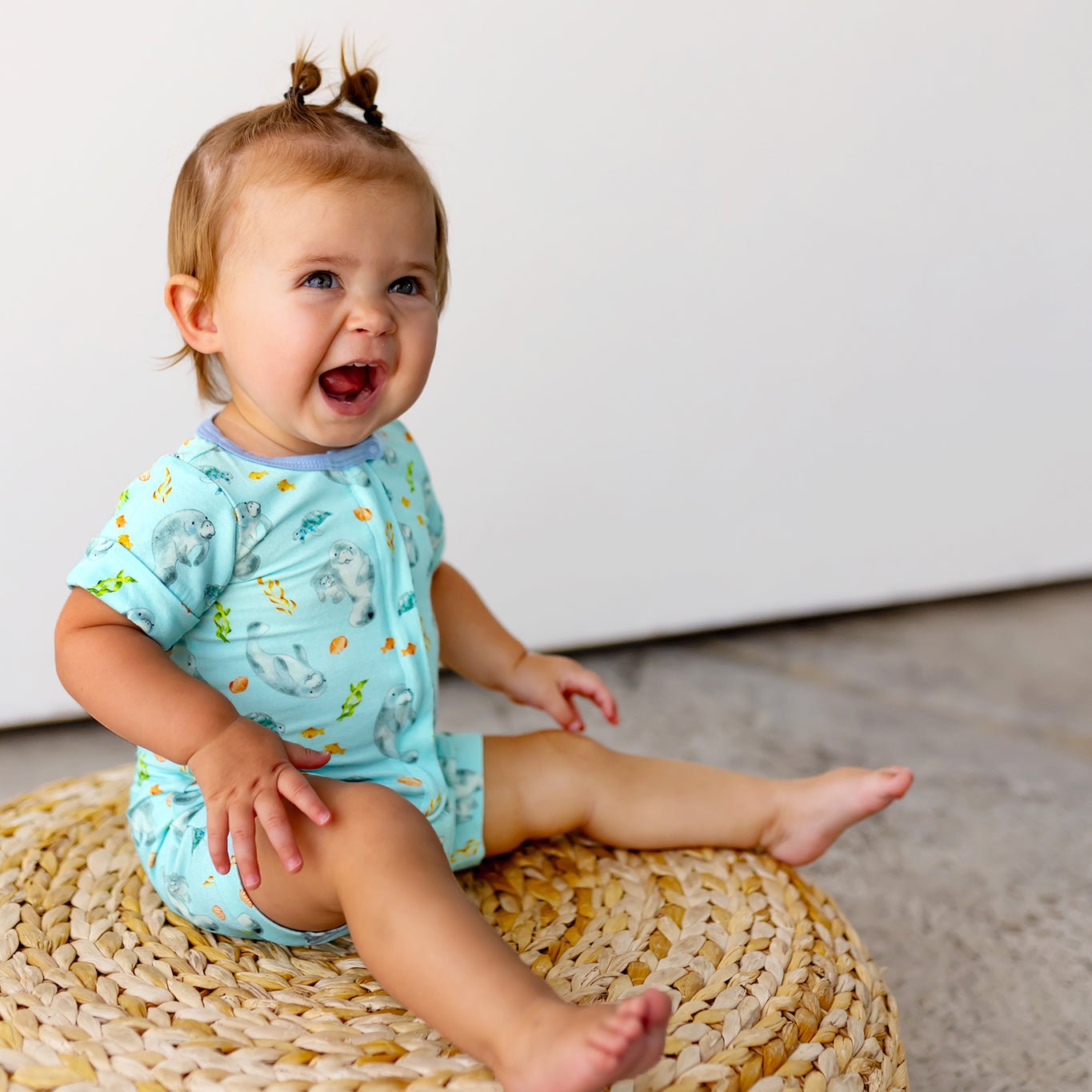 Get Your Float on Manatees Short Two-Way Zippy Romper (2T-3T) - Free Birdees