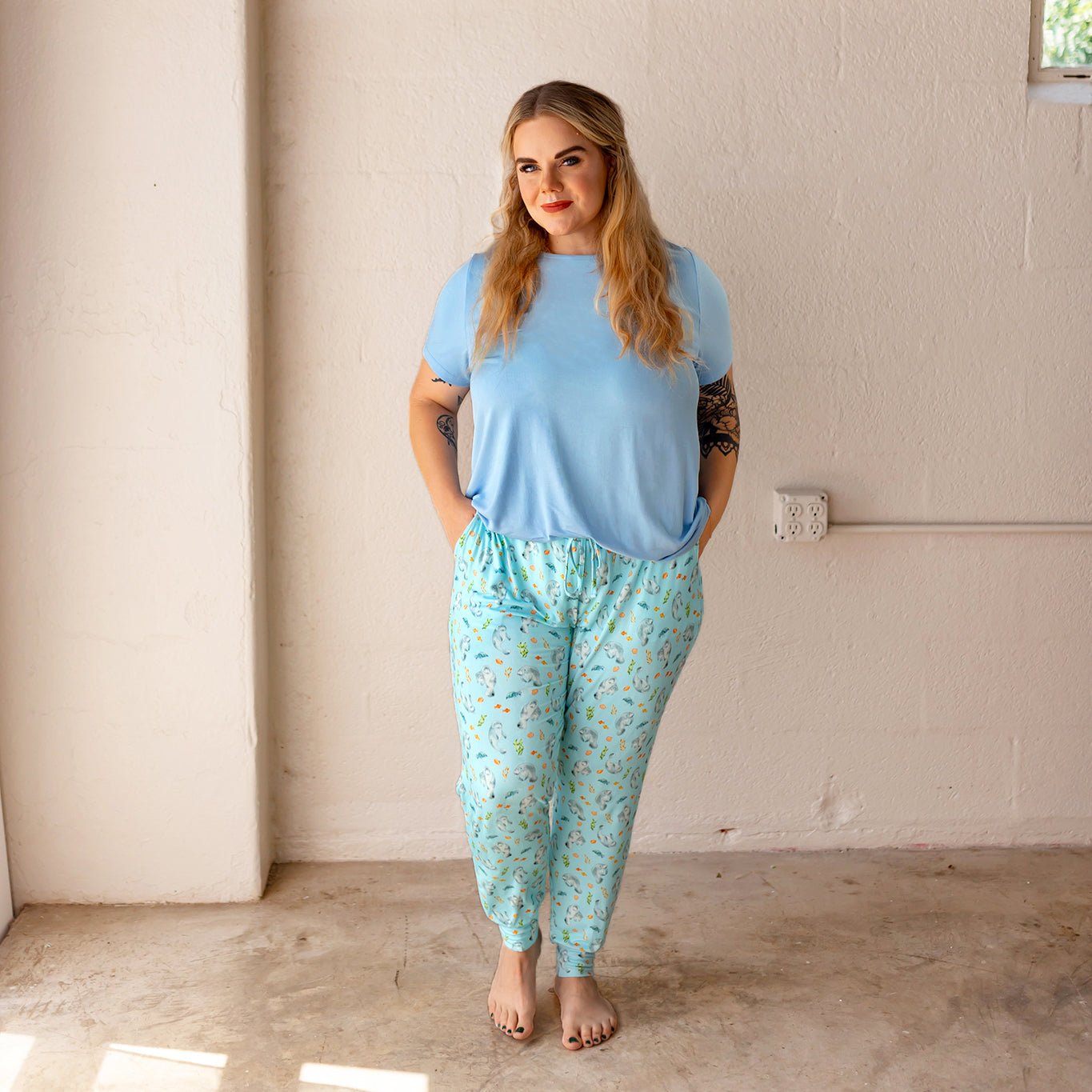 Get Your Float on Manatees Women s Jogger Style PJ Pants