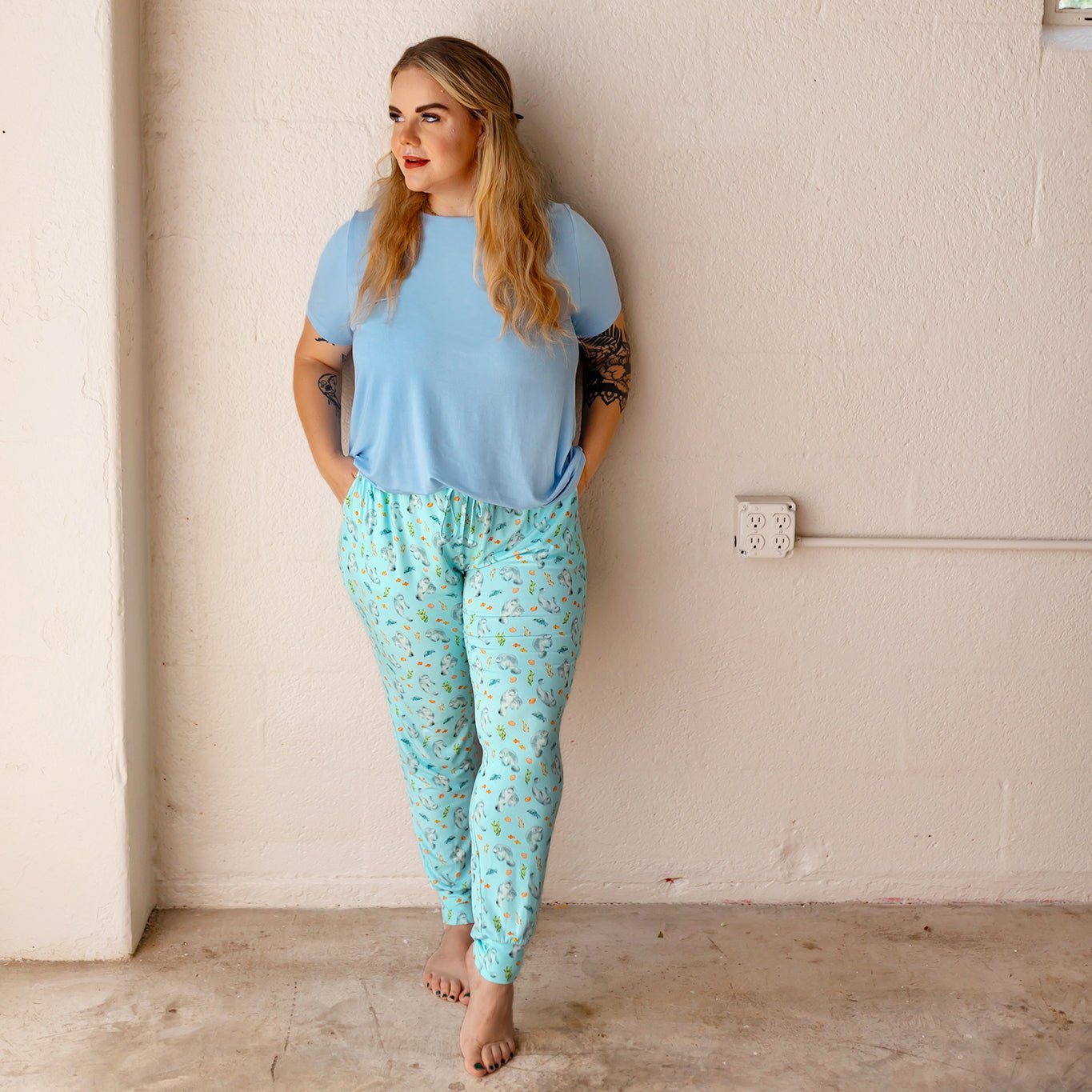 Get Your Float on Manatees Women's Jogger Style PJ Pants - Free Birdees