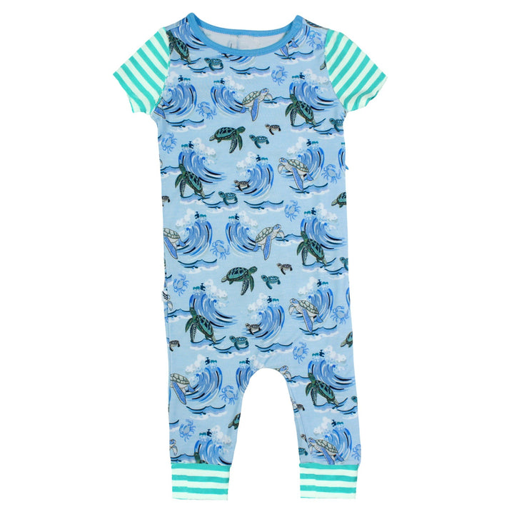 Go with the Flow Sea Turtles Romper with Side Zipper (0-24m)