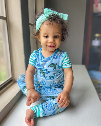 Go with the Flow Sea Turtles Romper with Side Zipper (0-24m) - Free Birdees