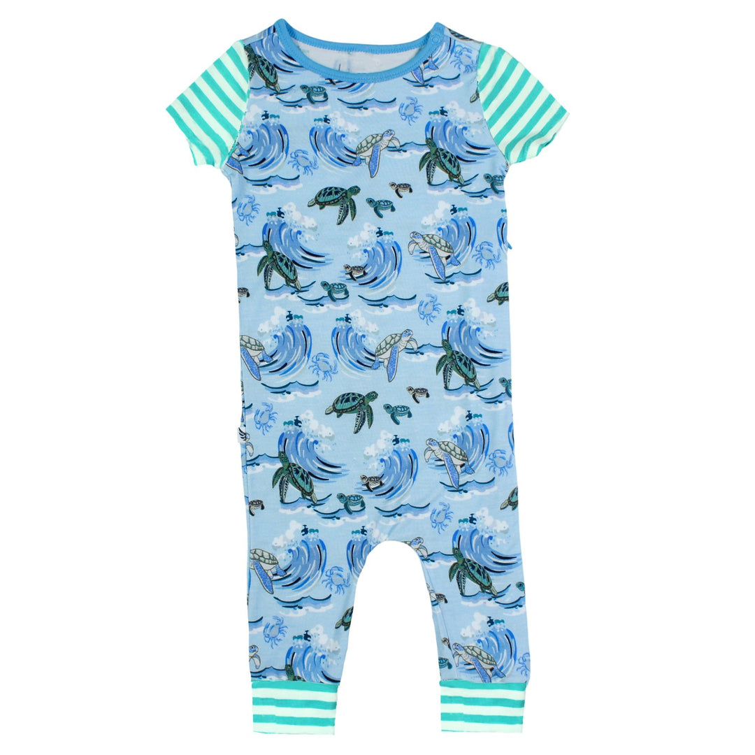 Go with the Flow Sea Turtles Romper with Side Zipper (2T-3T)