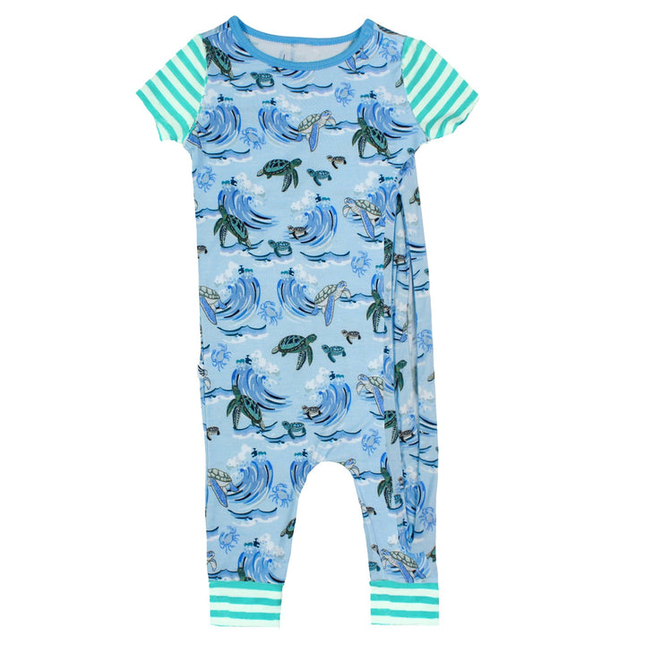 Go with the Flow Sea Turtles Romper with Side Zipper (2T-3T)