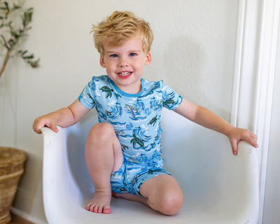 Go with the Flow Sea Turtles Short Sleeve and Shorts Pajama Set (0-24m) - Free Birdees