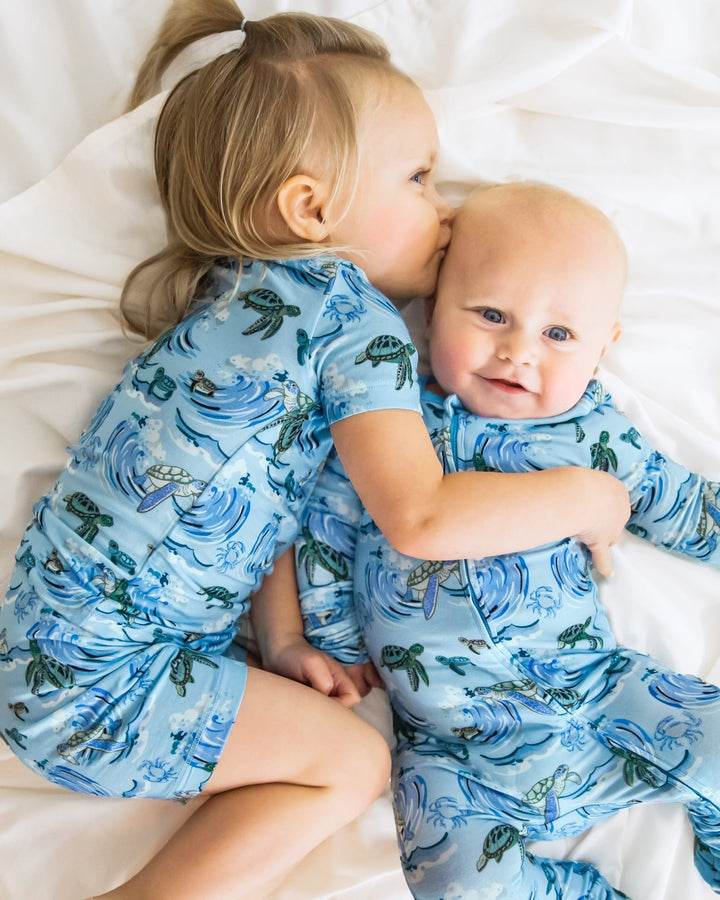 Go with the Flow Sea Turtles Short Sleeve and Shorts Pajama Set (2T-12Y)