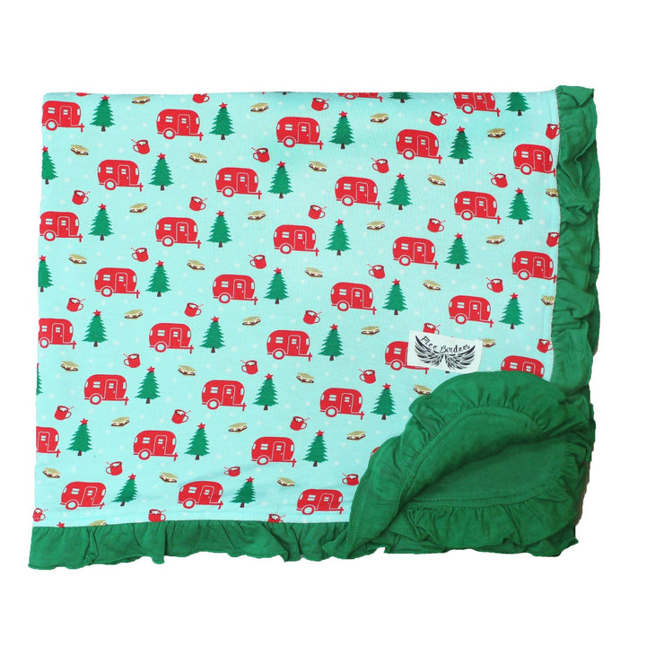 Holiday Airstream & S'mores Ruffle Toddler Blanket