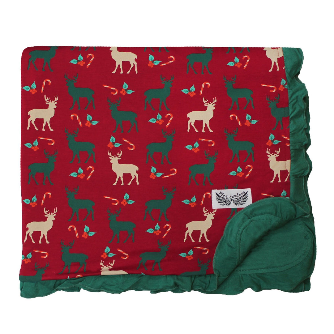 Holiday Reindeer Ruffle Toddler Blanket
