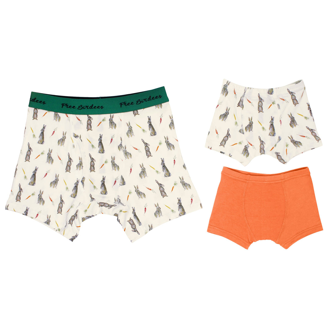 Hoppin’ Bunnies & Carrot / Bunnies Orange Stripe Boys Boxer Set of 2