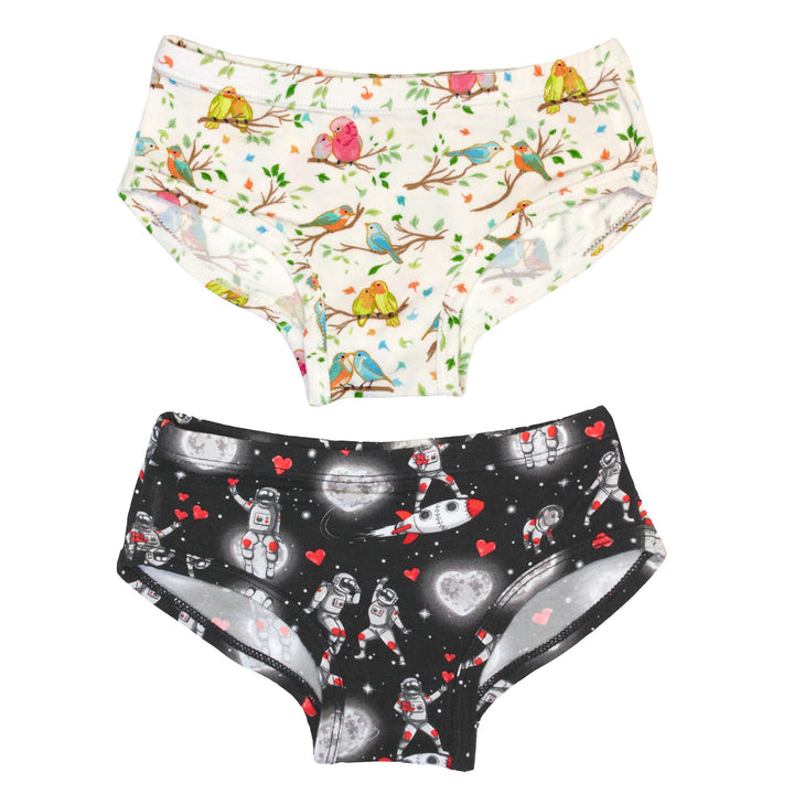 Love Birdees/Space Hearts Girls Underwear Set of 2 - Free Birdees