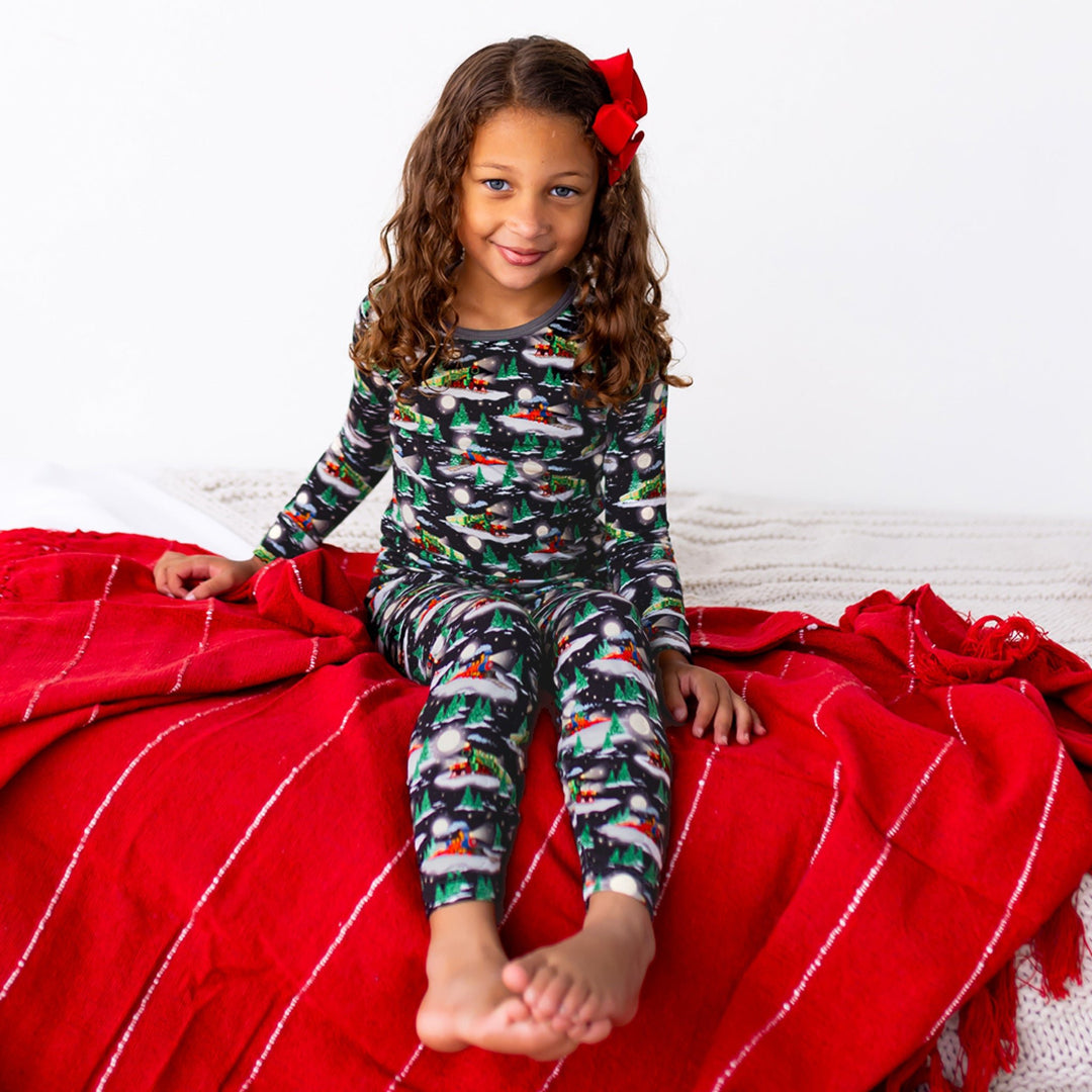 Magical Midnight Express Trains Long Sleeve Pajama Set (2T-12Y)
