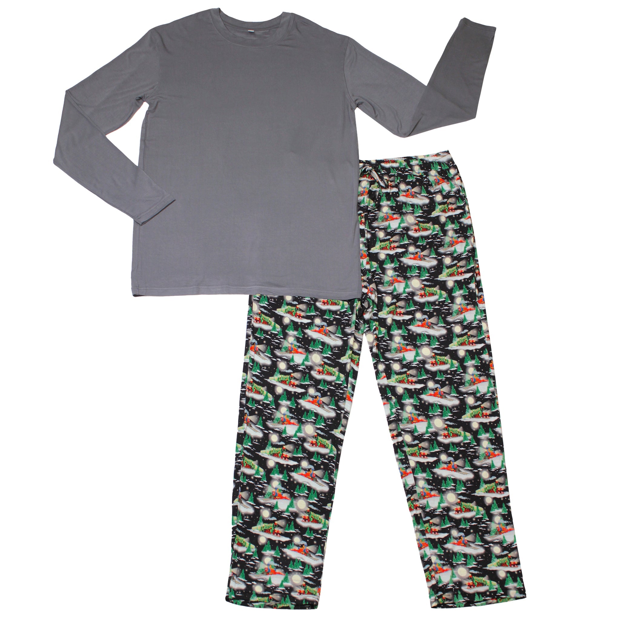 Magical Midnight Express Trains Men's Long Sleeve Pajama Set