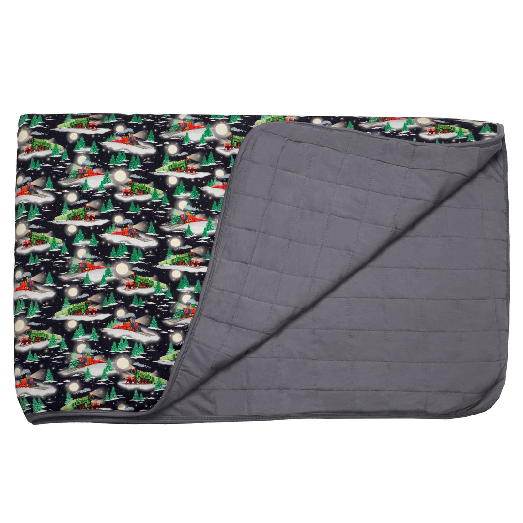 Magical Midnight Express Trains Quilted Throw Blanket