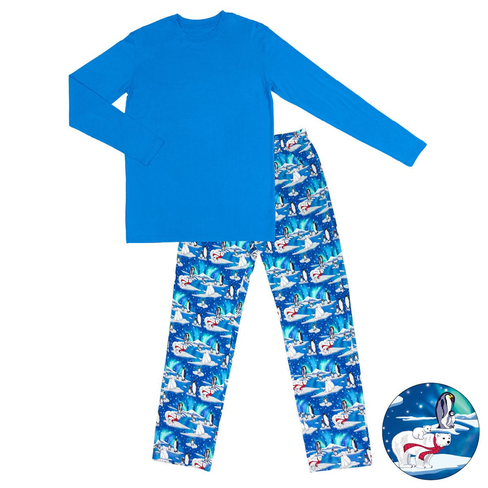 Northern Lights, Polar Bears & Penguins Men's Long Sleeve Pajama Set