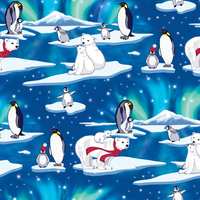 Northern Lights, Polar Bears & Penguins Swaddling Blanket - Free Birdees