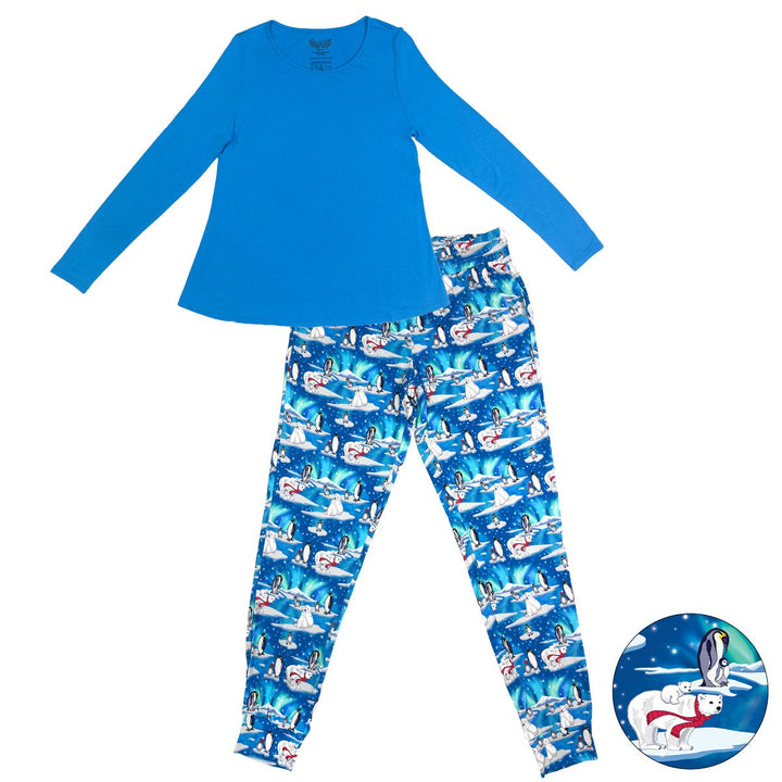 Northern Lights, Polar Bears & Penguins Women's Long Sleeve Pajama Set