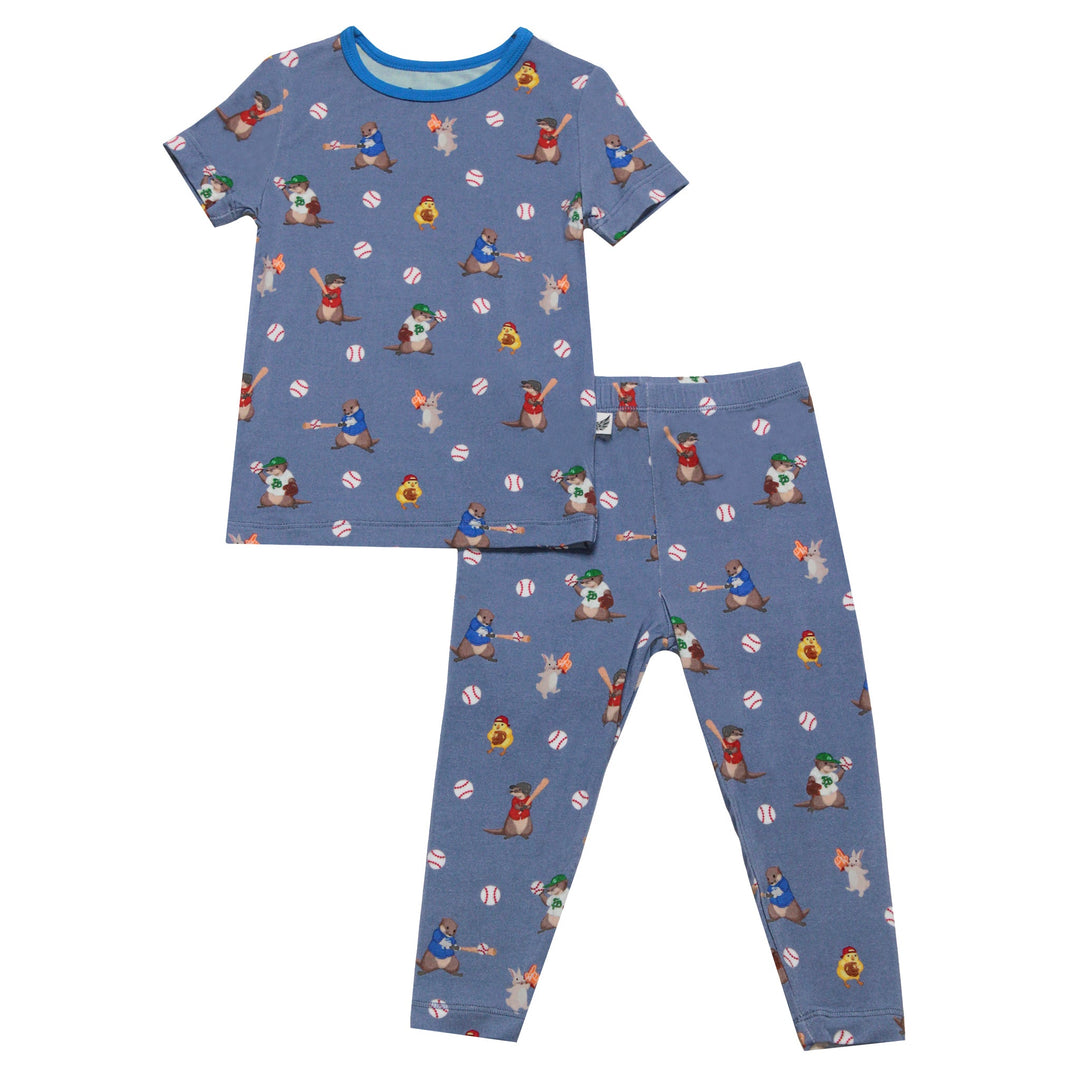 Otter the Ballpark Short Sleeve Pajama Set (2T-12Y) - Free Birdees
