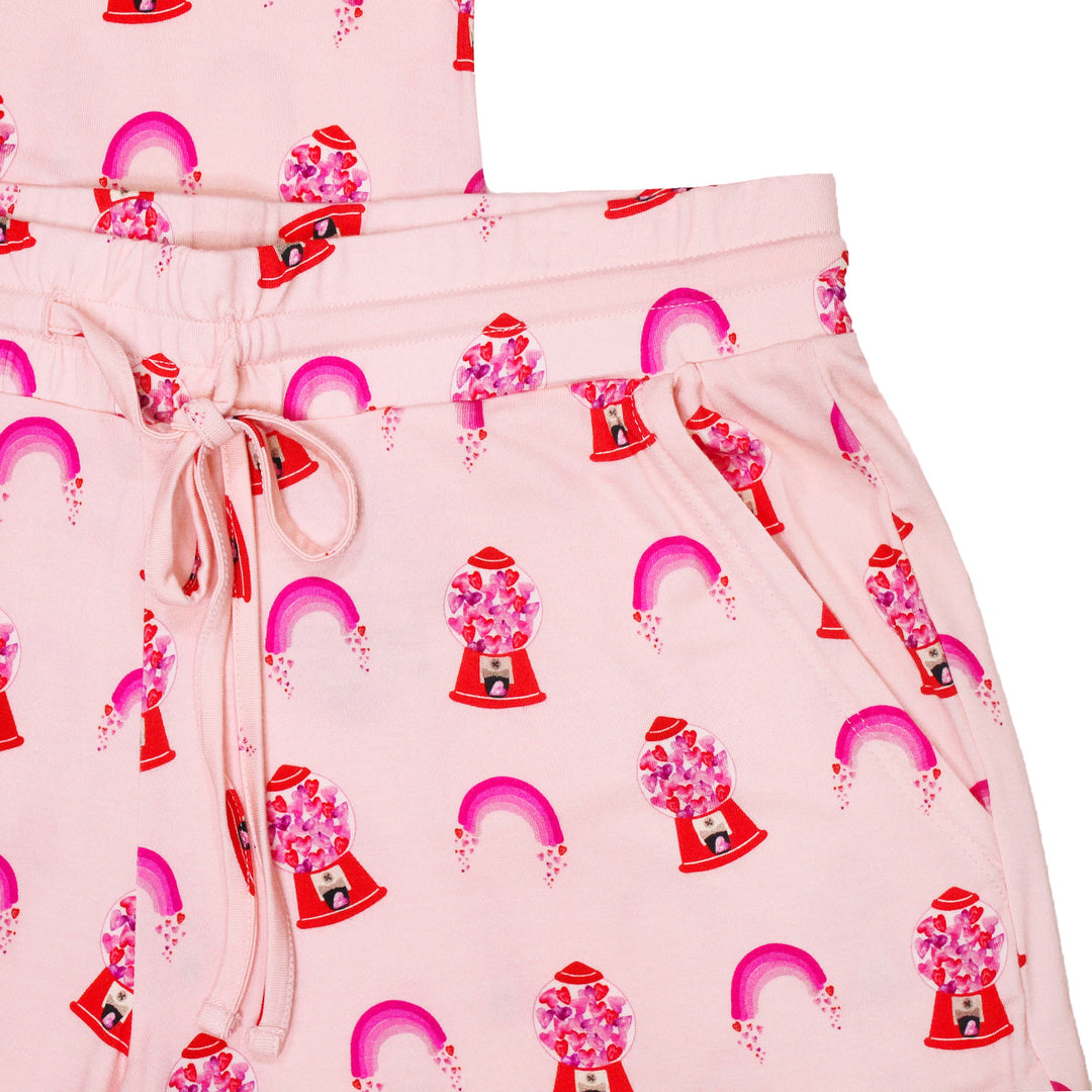 Pink Flamingo Womans Pajamas Shorts with Drawstring Sleep Shorts